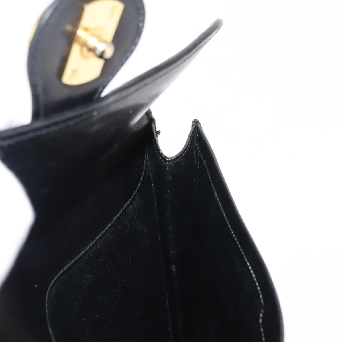 GUCCI Interlocking Shoulder Bag Leather Black Gold Auth fm4898