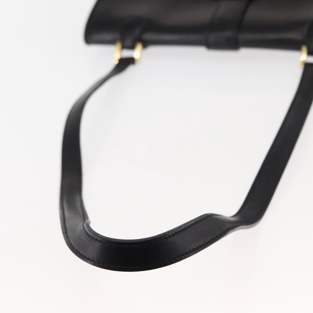 GUCCI Interlocking Shoulder Bag Leather Black Gold Auth fm4898