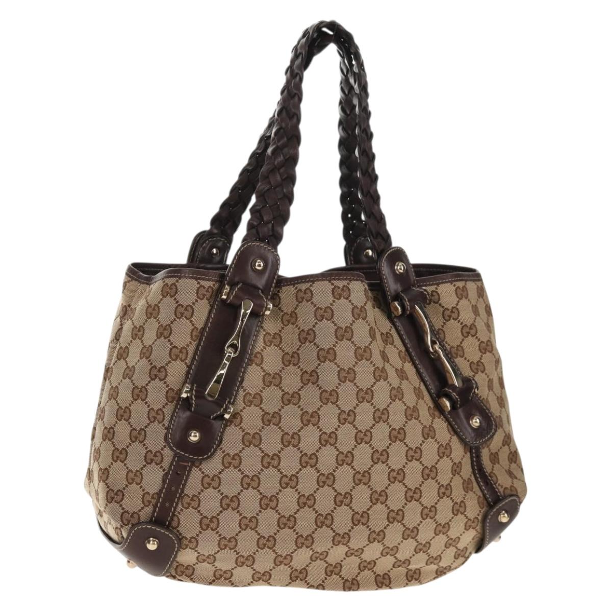 GUCCI GG Canvas Tote Bag Beige Gold 162900 Auth fm4900V