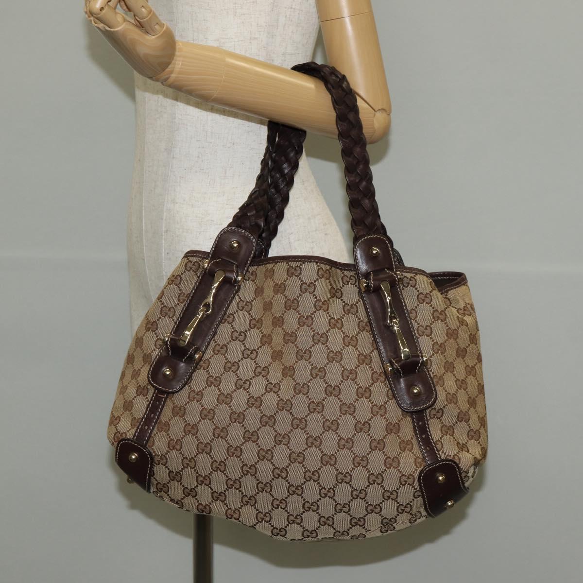 GUCCI GG Canvas Tote Bag Beige Gold 162900 Auth fm4900V