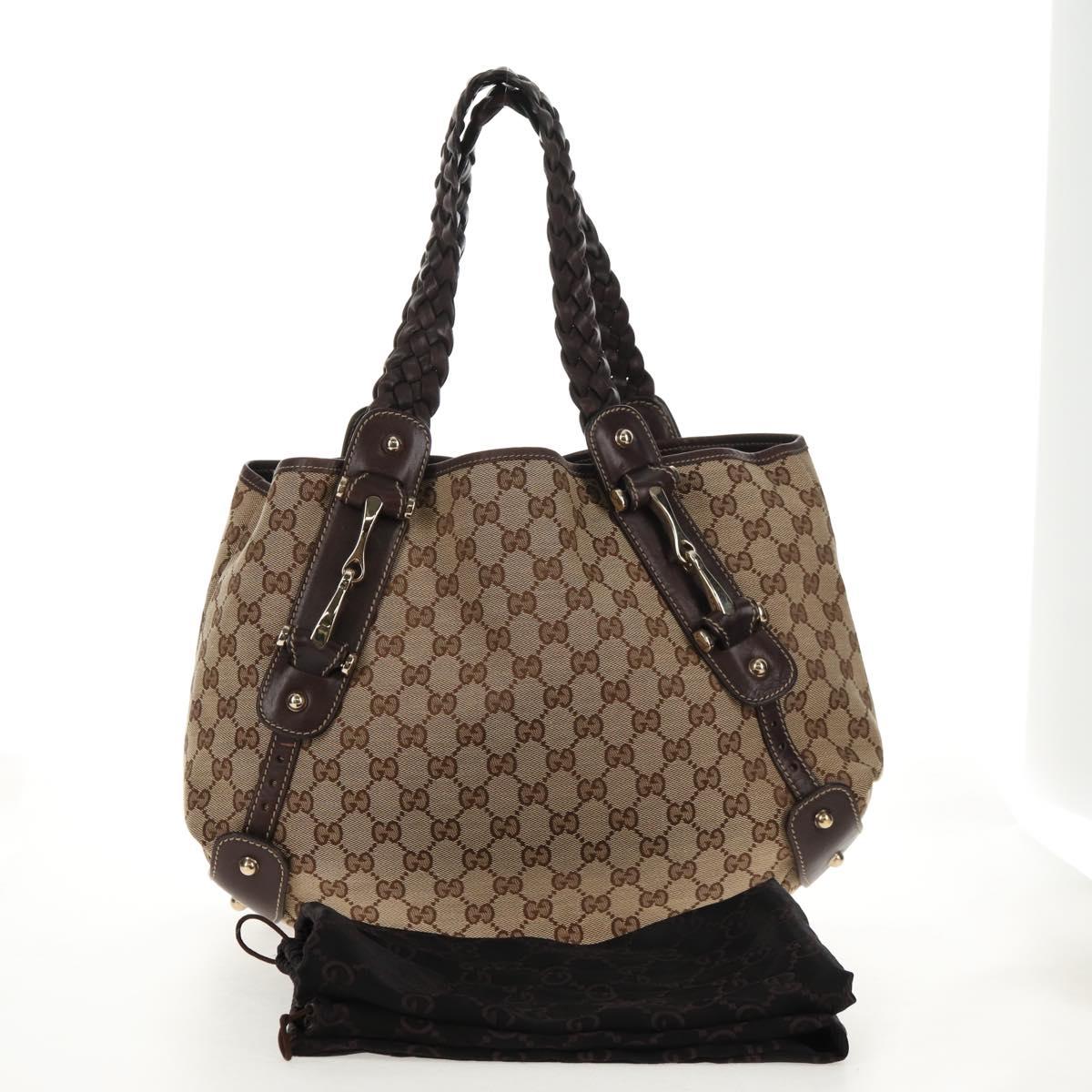 GUCCI GG Canvas Tote Bag Beige Gold 162900 Auth fm4900V