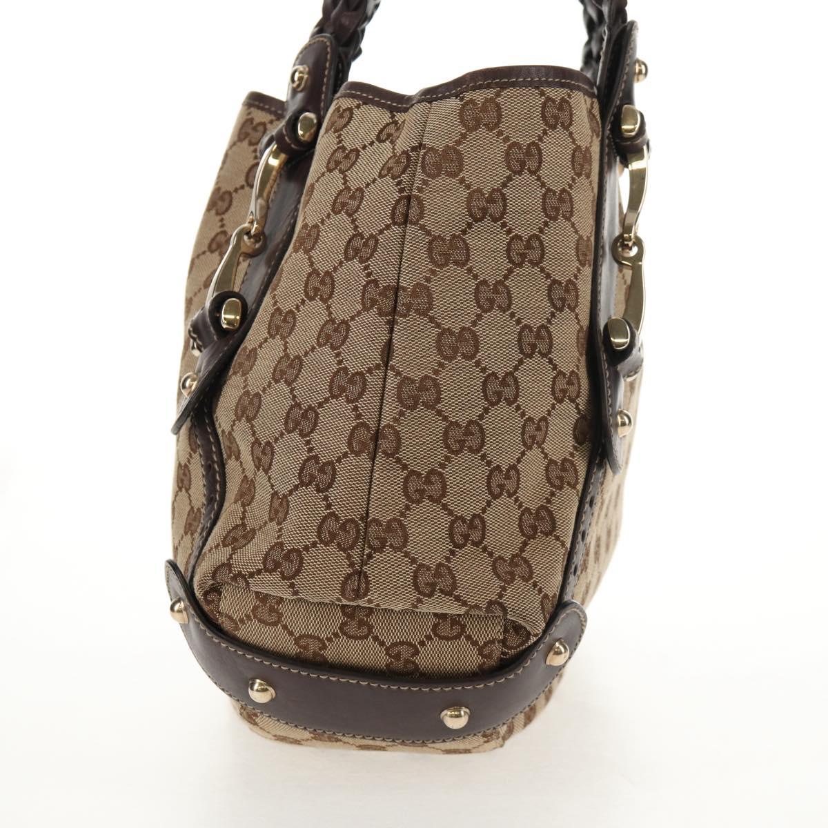 GUCCI GG Canvas Tote Bag Beige Gold 162900 Auth fm4900V