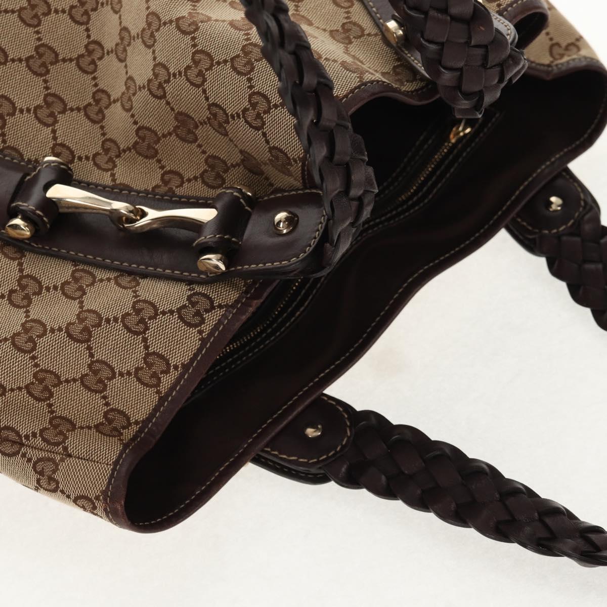 GUCCI GG Canvas Tote Bag Beige Gold 162900 Auth fm4900V