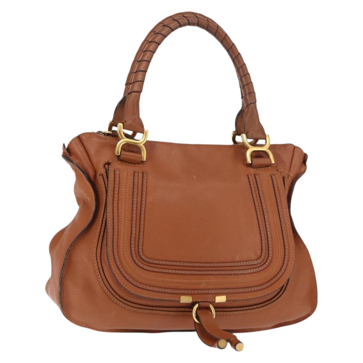 Chloe Mercy Hand Bag Leather Brown Gold Auth fm4901