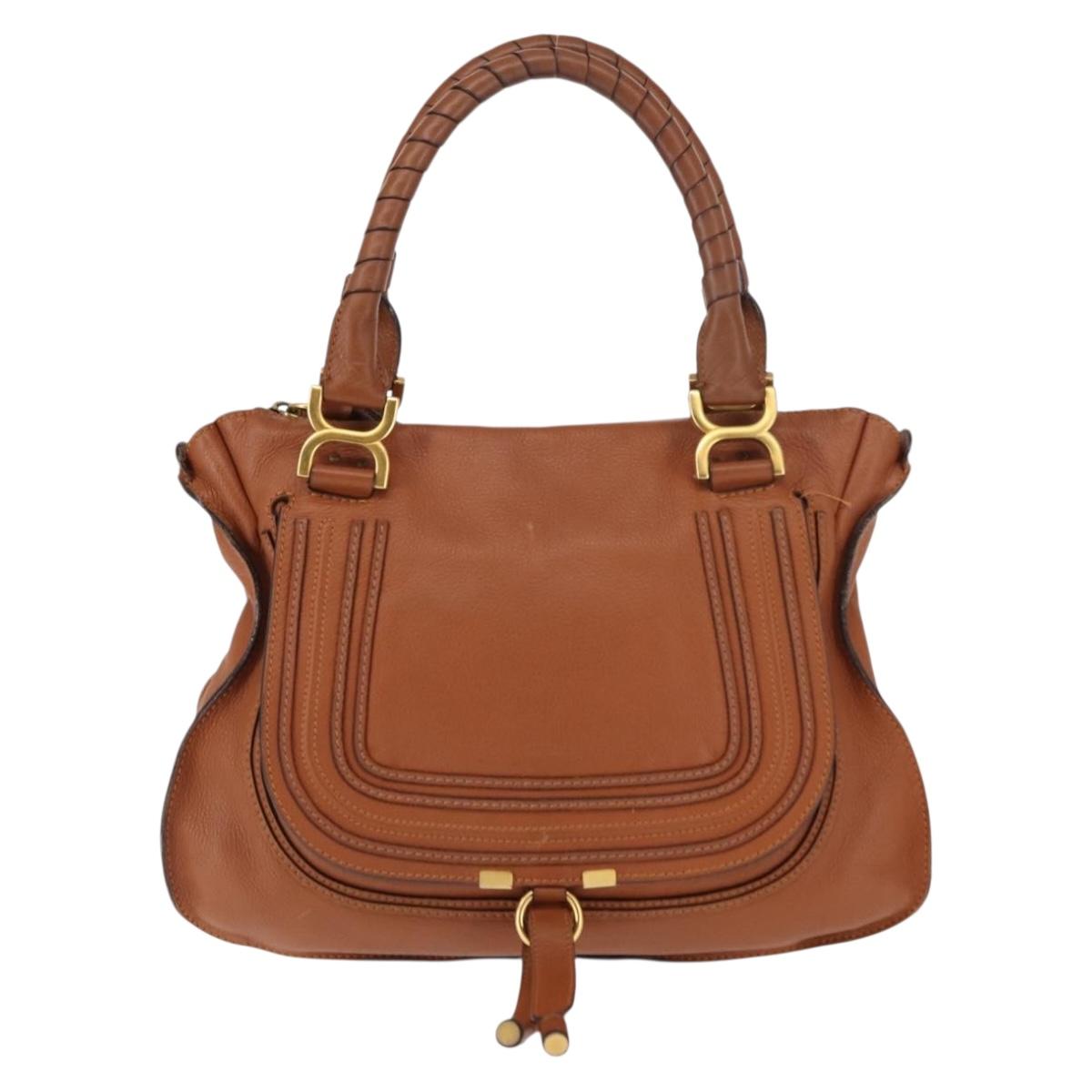 Chloe Mercy Hand Bag Leather Brown Gold Auth fm4901
