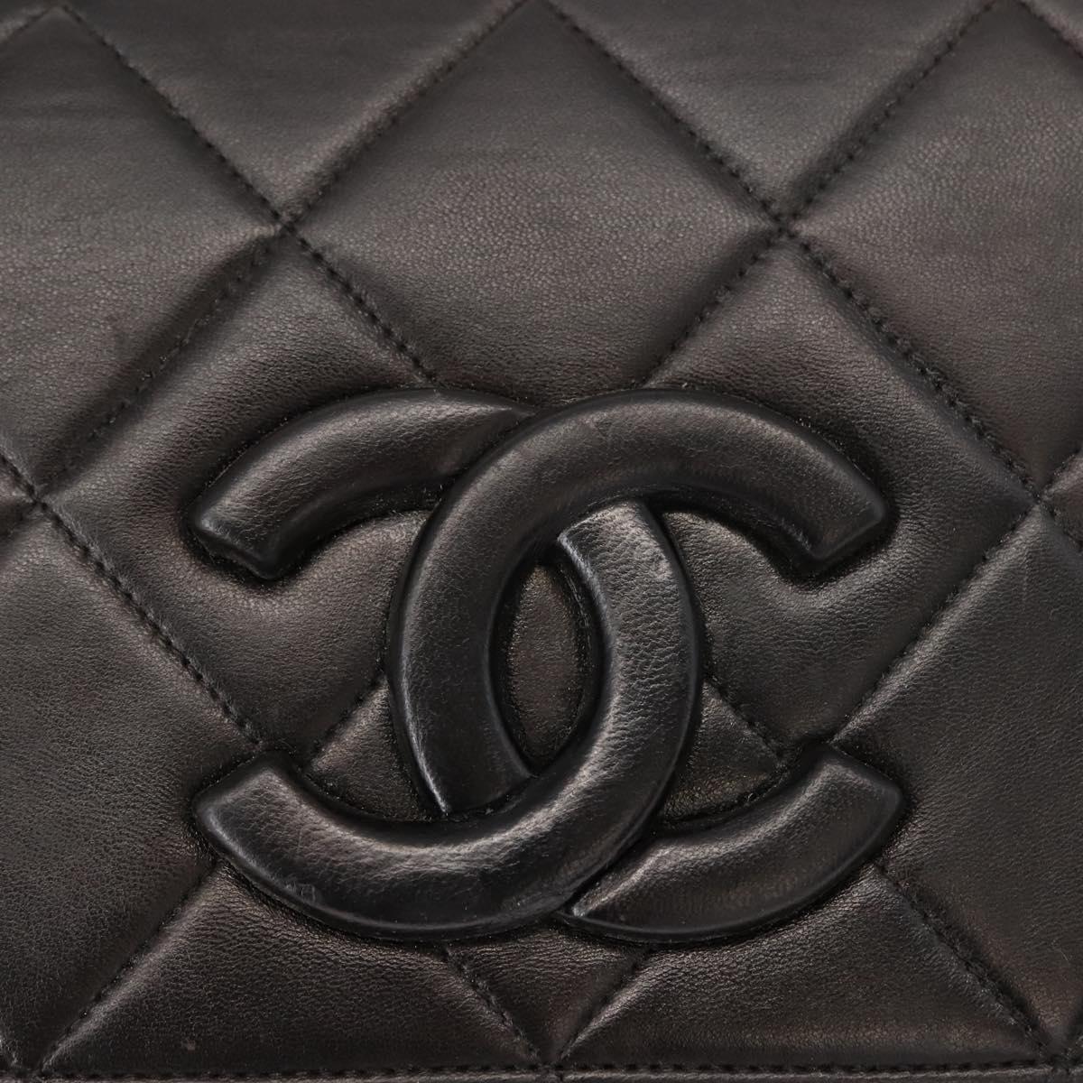 CHANEL Matelasse Shoulder Bag Lamb Skin Dark Brown Gold CC Auth fm4906