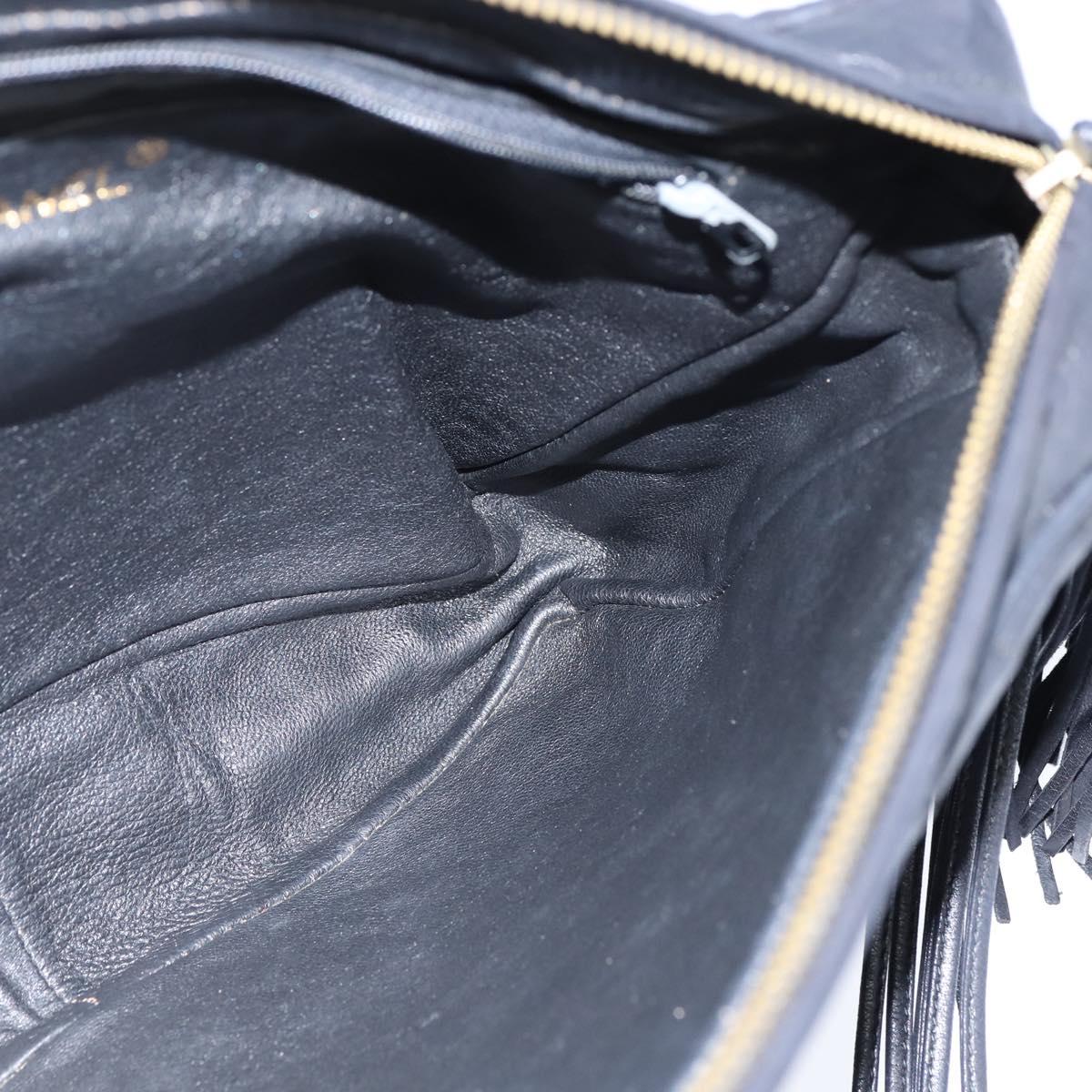 CHANEL Shoulder Bag Shoulder Bag Lamb Skin Black Gold CC Auth fm4907