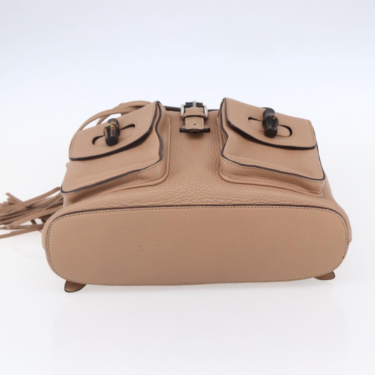 GUCCI Bamboo Backpack Leather Beige Gold 370833 Auth fm4914