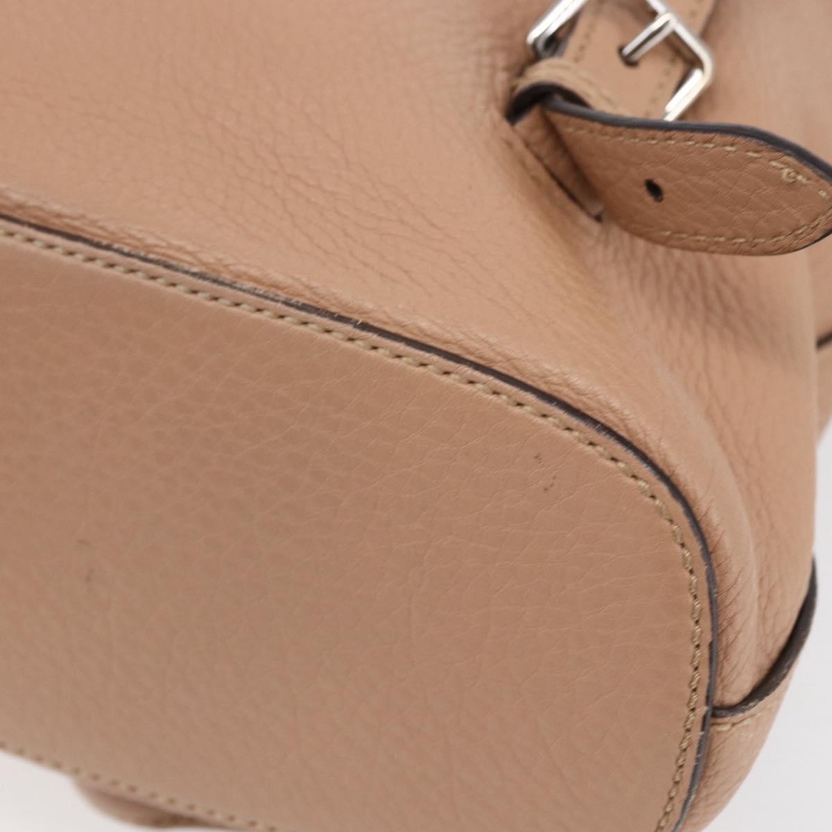 GUCCI Bamboo Backpack Leather Beige Gold 370833 Auth fm4914