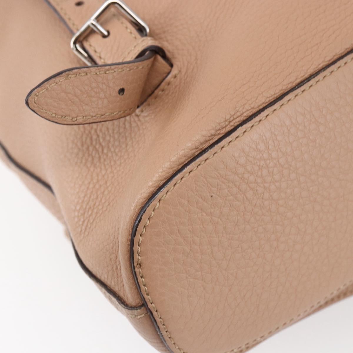 GUCCI Bamboo Backpack Leather Beige Gold 370833 Auth fm4914