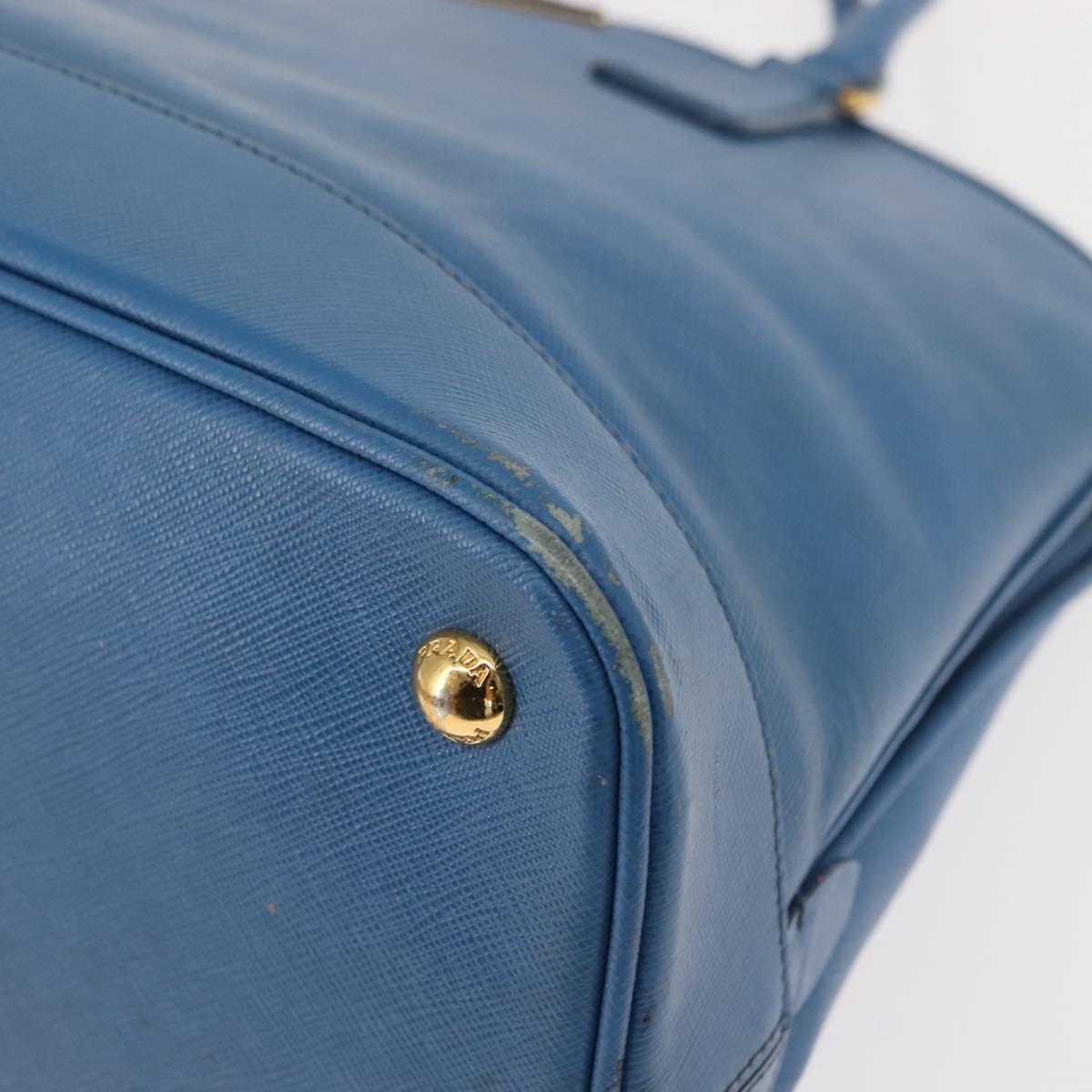 PRADA Hand Bag Safiano leather Blue Gold Auth fm4916