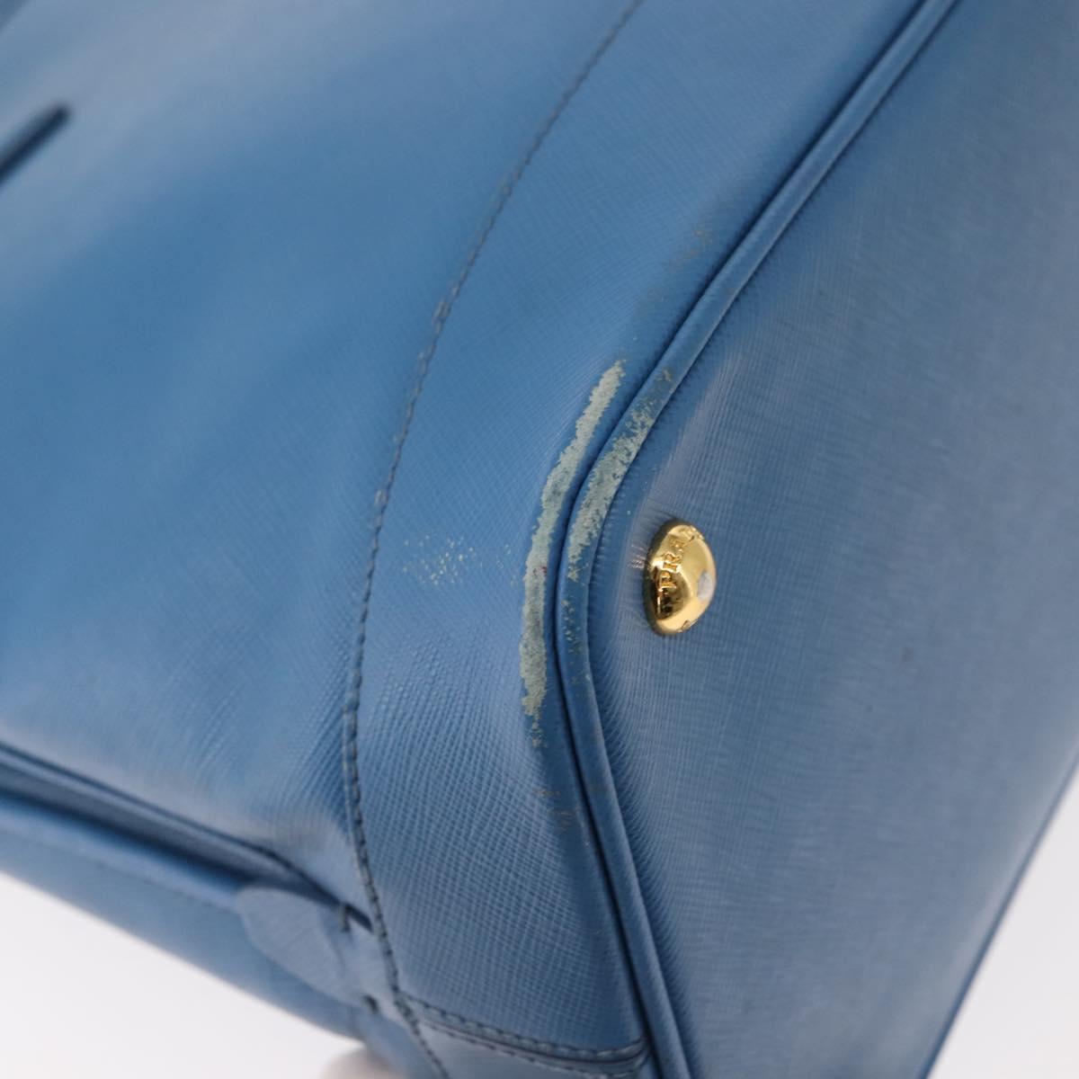 PRADA Hand Bag Safiano leather Blue Gold Auth fm4916