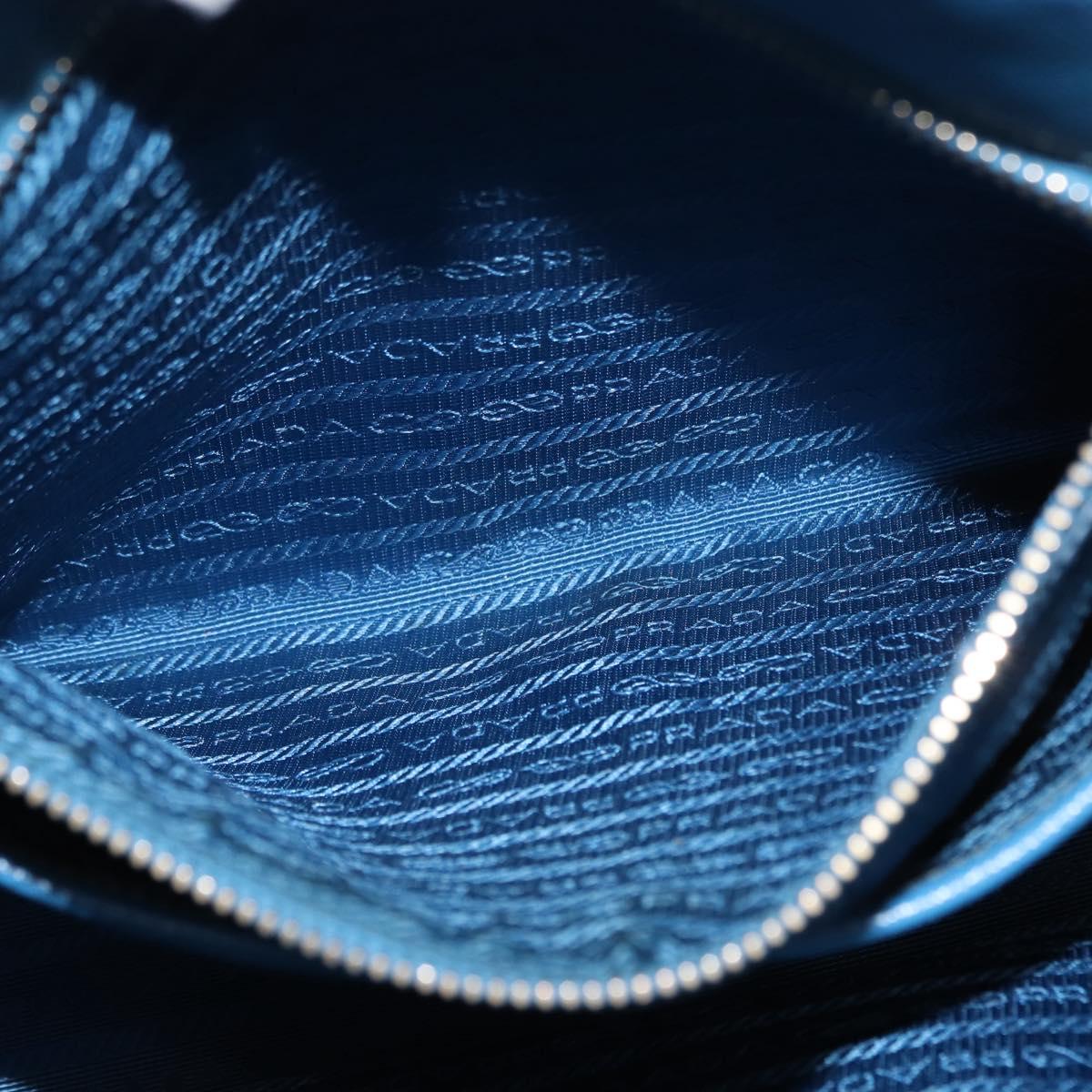 PRADA Hand Bag Safiano leather Blue Gold Auth fm4916