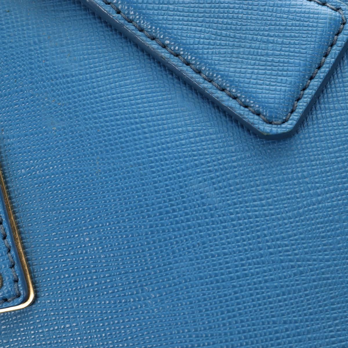 PRADA Hand Bag Safiano leather Blue Gold Auth fm4916