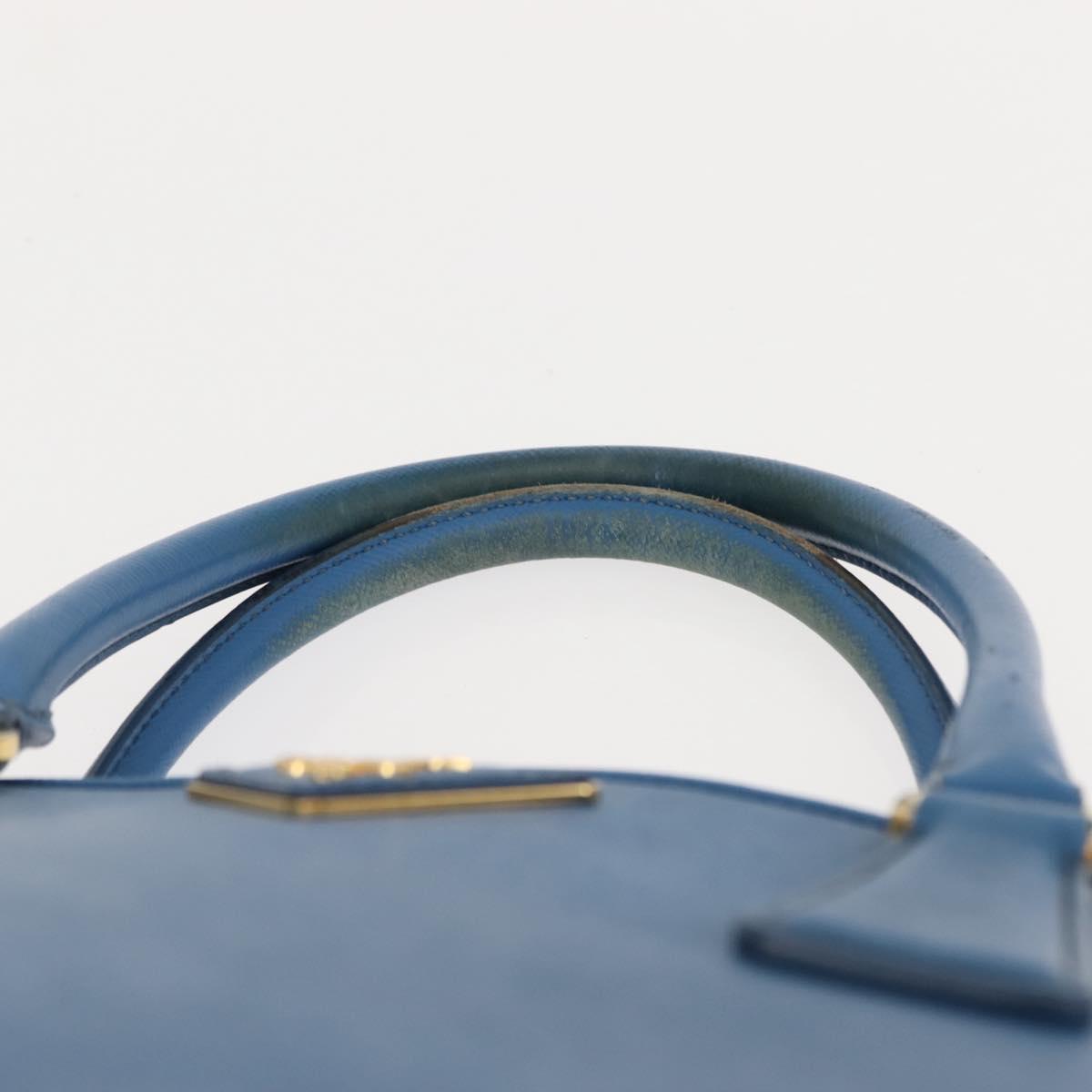 PRADA Hand Bag Safiano leather Blue Gold Auth fm4916