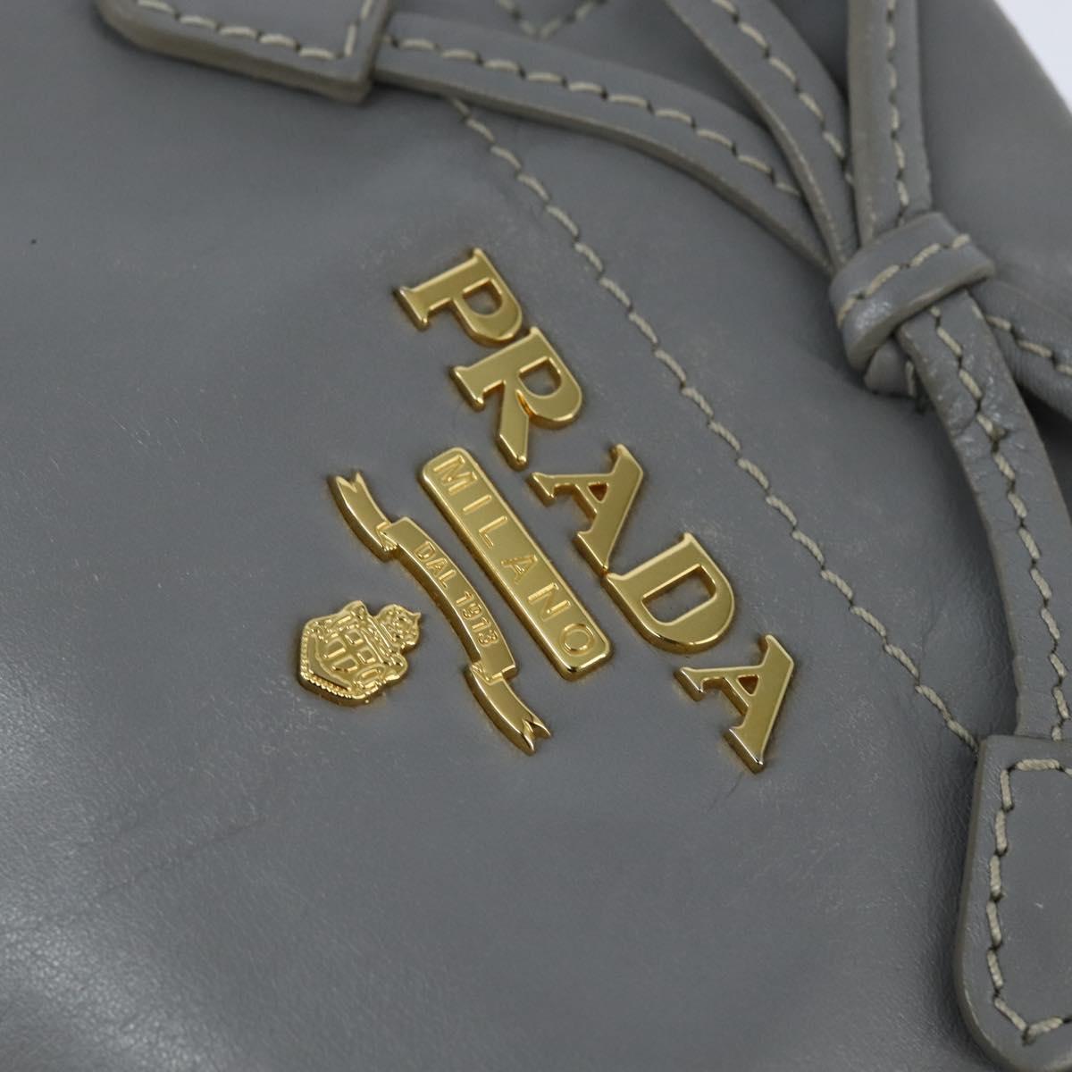 PRADA Hand Bag Leather 2way Gray Gold Auth fm4917