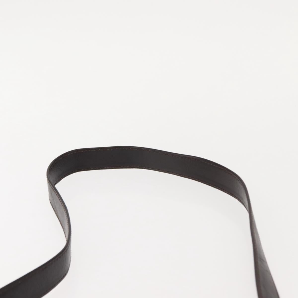 GUCCI Shoulder Bag Leather Brown gold Auth fm4925