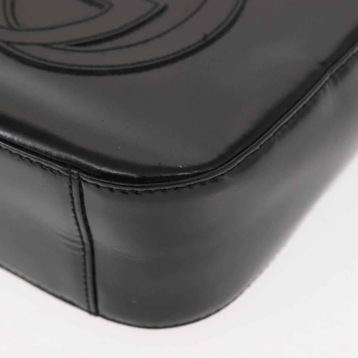 GUCCI Shoulder Bag Enamel Black Silver Auth fm4926