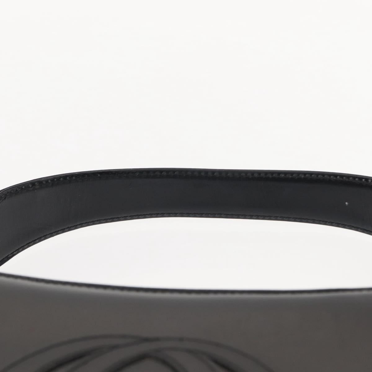 GUCCI Shoulder Bag Enamel Black Silver Auth fm4926