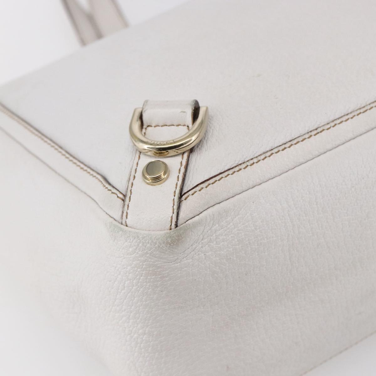 GUCCI Abbey Tote Bag Leather White Gold 141472 Auth fm4928