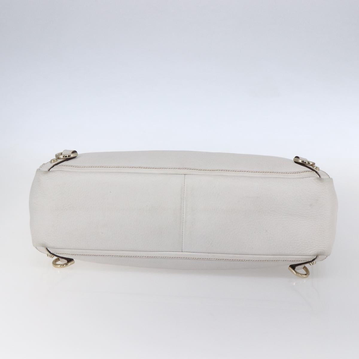 GUCCI Abbey Tote Bag Leather White Gold 141472 Auth fm4928