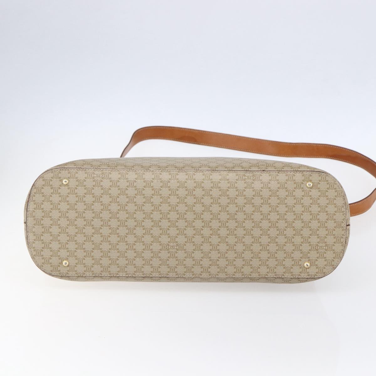 CELINE Macadam Canvas Hand Bag PVC 2way Beige Gold Auth fm4931