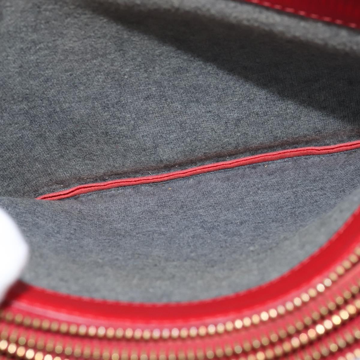 CELINE Trio Shoulder Bag Leather Red Gold Auth fm4933