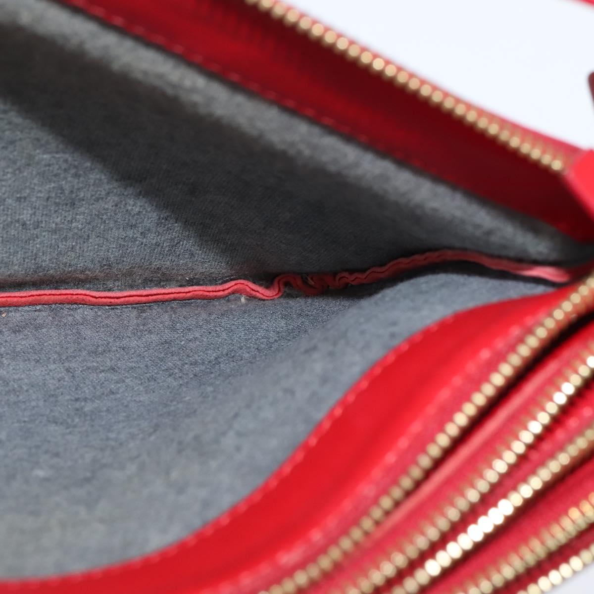 CELINE Trio Shoulder Bag Leather Red Gold Auth fm4933