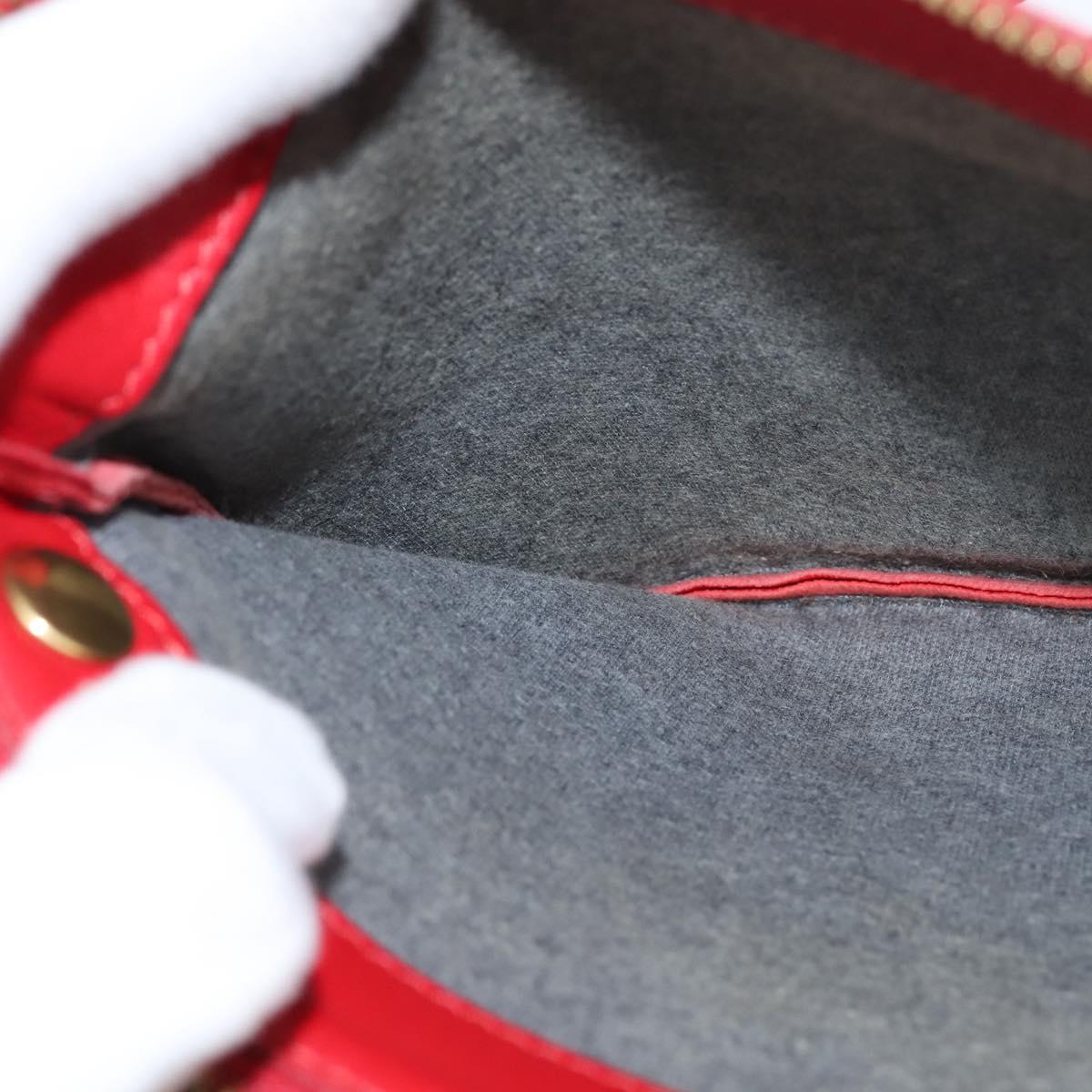 CELINE Trio Shoulder Bag Leather Red Gold Auth fm4933