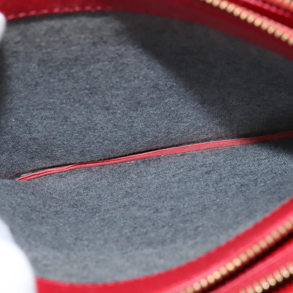 CELINE Trio Shoulder Bag Leather Red Gold Auth fm4933