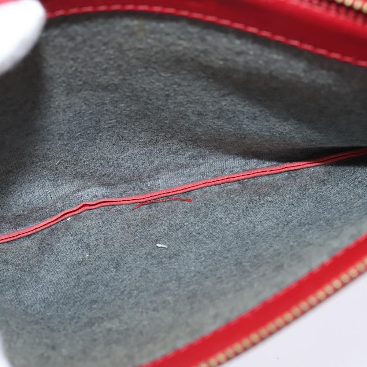 CELINE Trio Shoulder Bag Leather Red Gold Auth fm4933