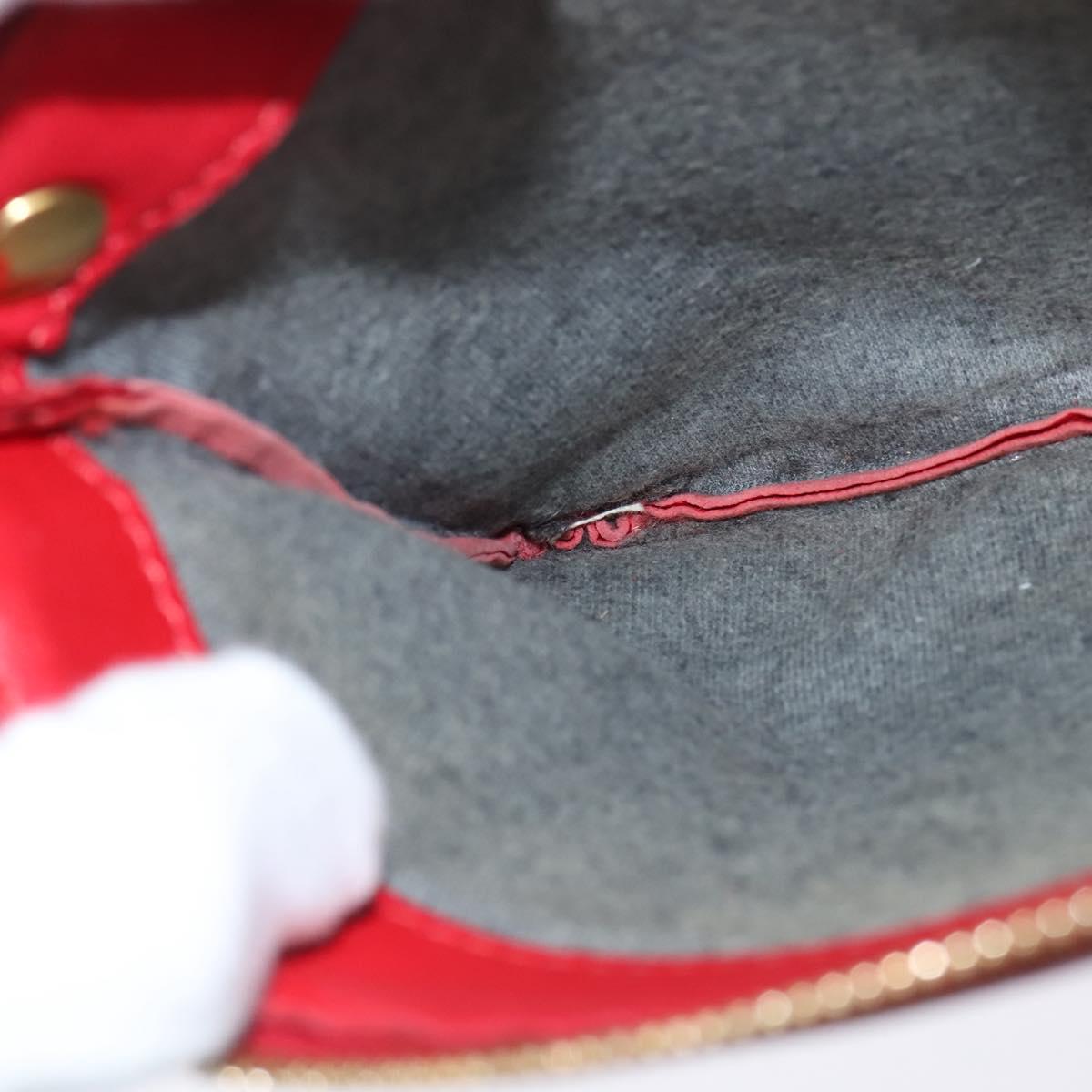 CELINE Trio Shoulder Bag Leather Red Gold Auth fm4933