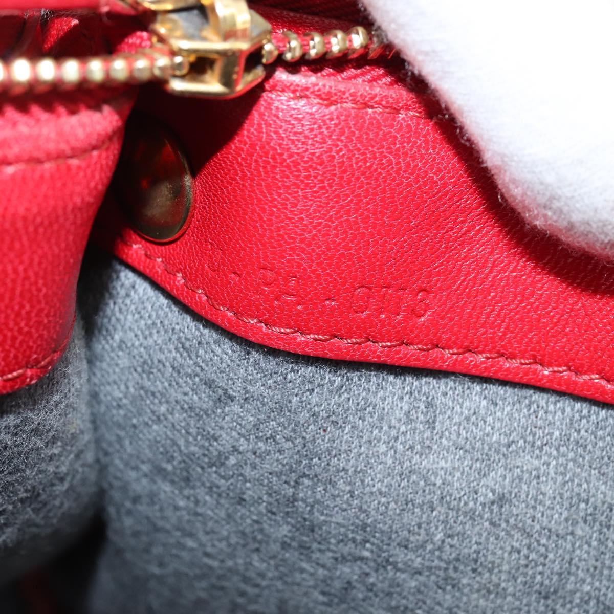 CELINE Trio Shoulder Bag Leather Red Gold Auth fm4933