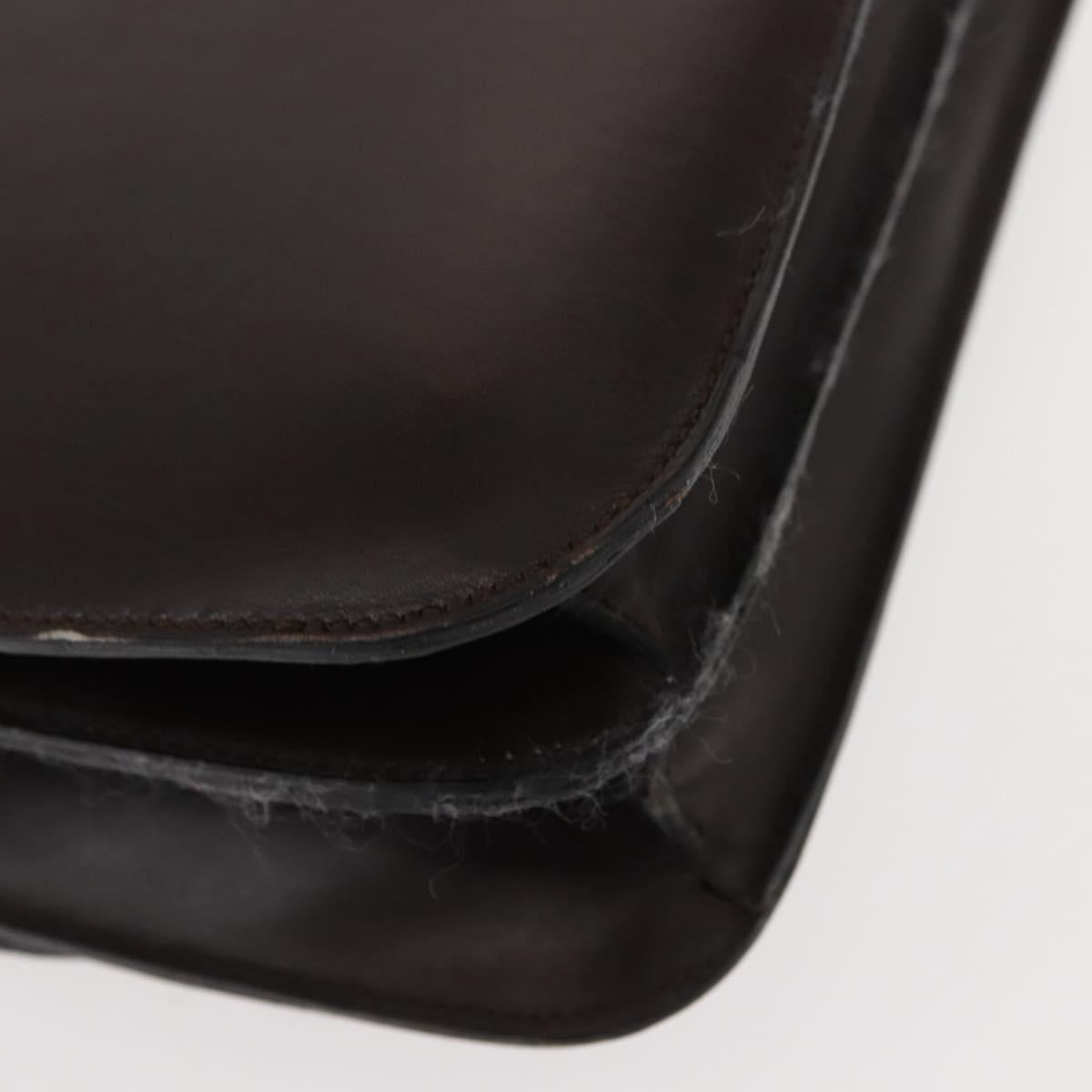 CELINE Hand Bag Leather Brown Gold Auth fm4934