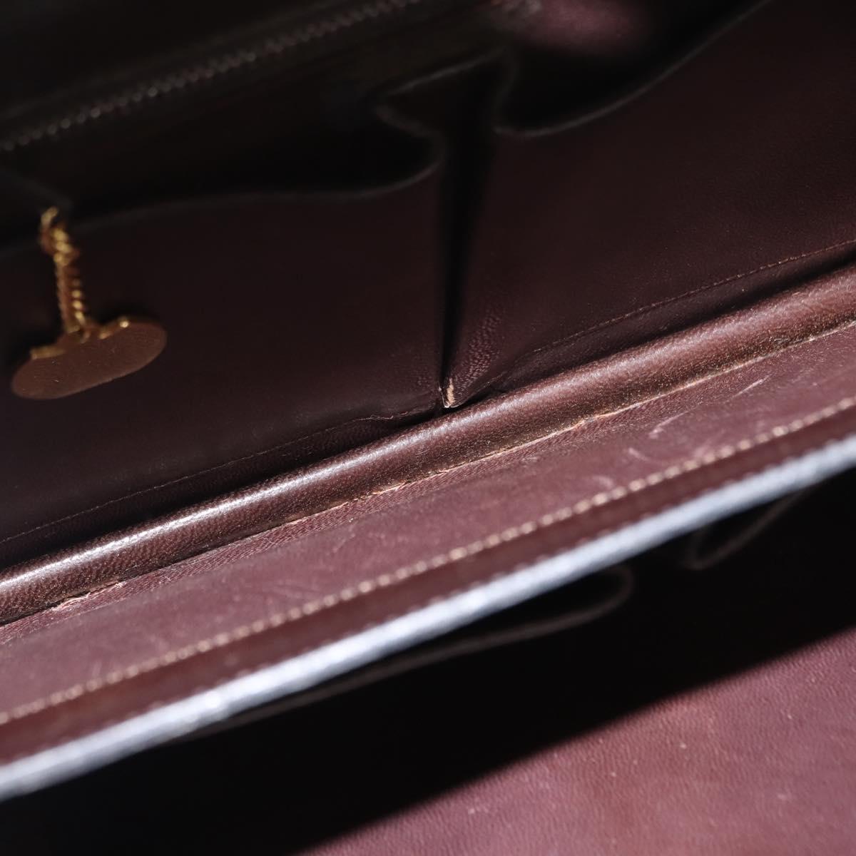 CELINE Hand Bag Leather Brown Gold Auth fm4934