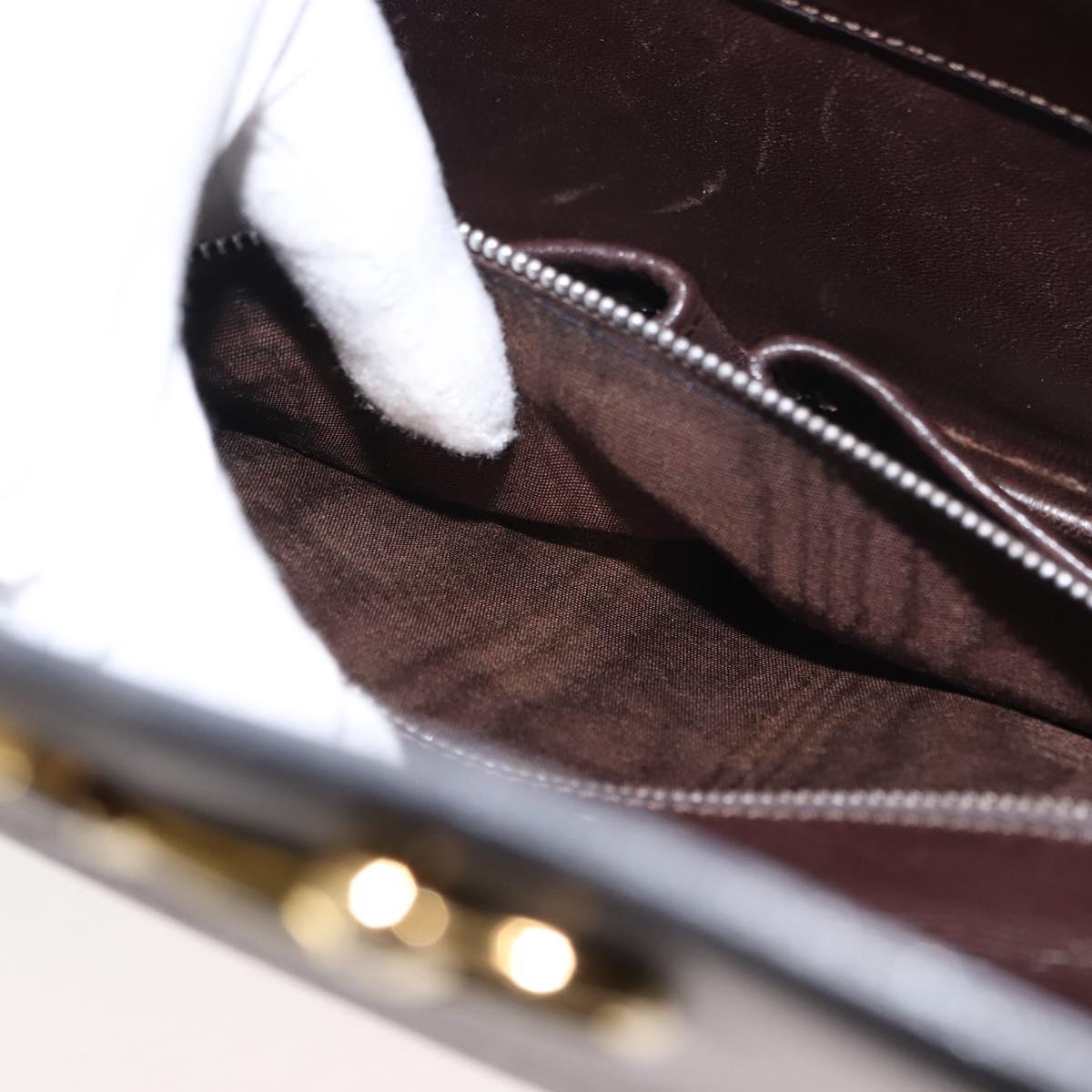 CELINE Hand Bag Leather Brown Gold Auth fm4934