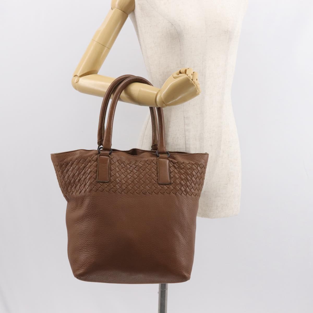 BOTTEGA VENETA INTRECCIATO Tote Bag Leather Brown Auth fm4936A