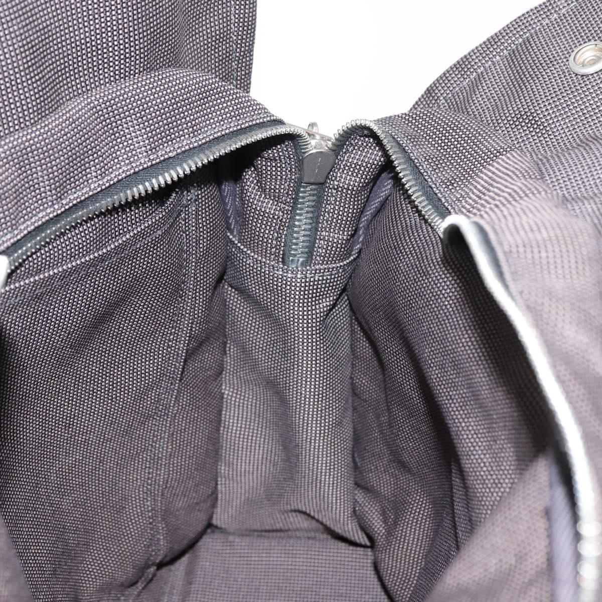 HERMES Her Line MM Hand Bag Canvas Gray Auth fm4937