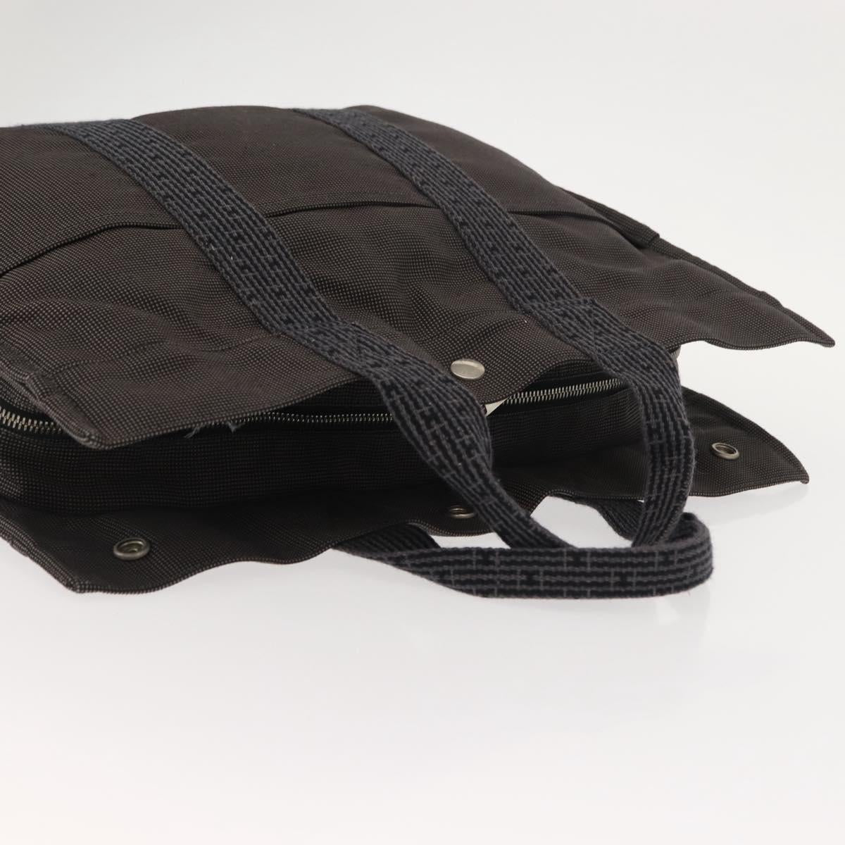 HERMES Her Line MM Hand Bag Canvas Gray Auth fm4937