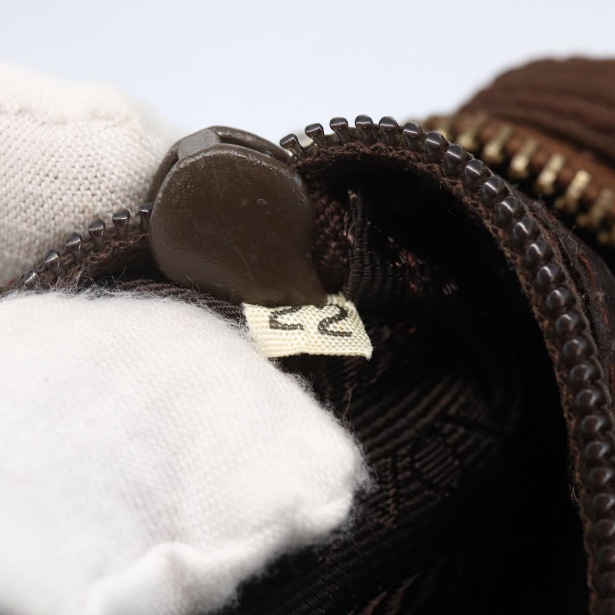 PRADA Chain Shoulder Bag Nylon Brown Gold Auth fm4942