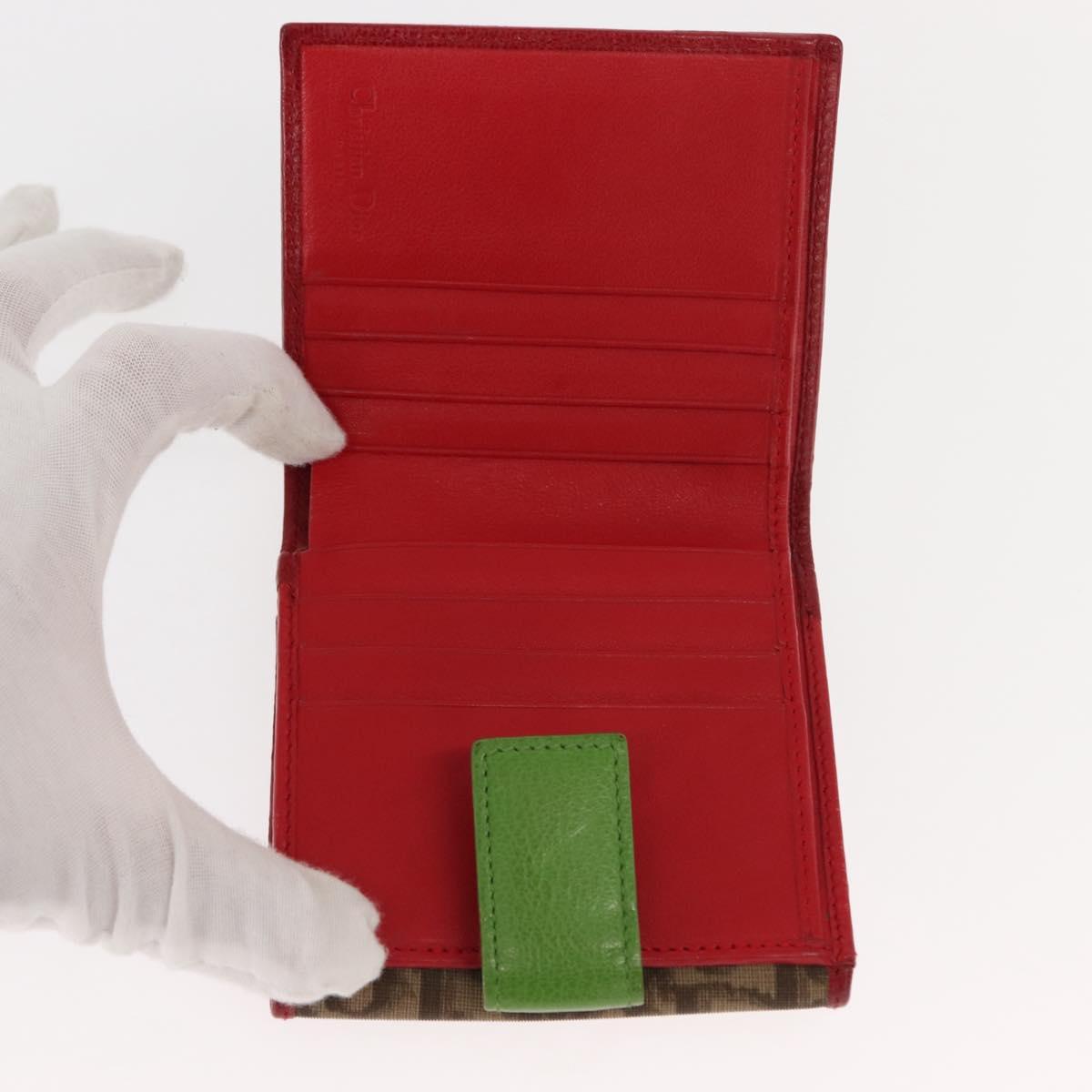 Christian Dior Trotter Canvas Bifold Wallet PVC Rasta Color Auth fm4943