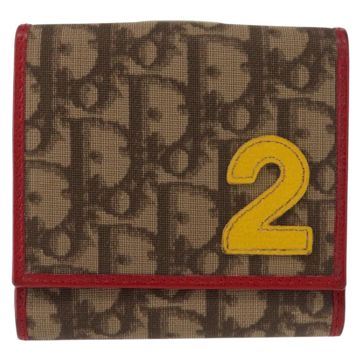 Christian Dior Trotter Canvas Bifold Wallet PVC Rasta Color Auth fm4943