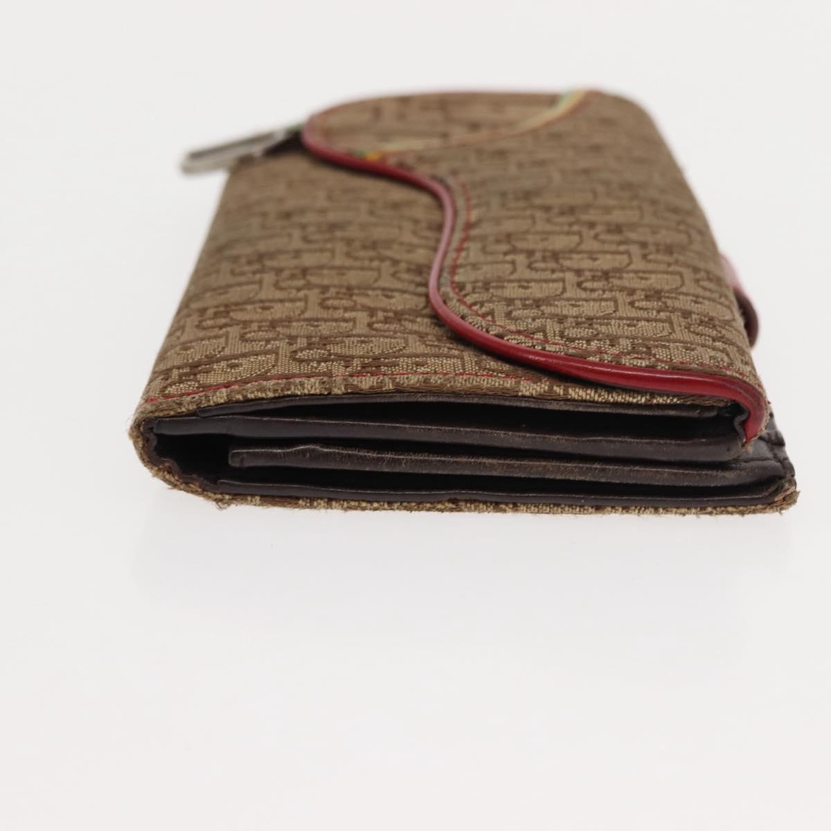 Christian Dior Trotter Canvas Saddle Long Wallet Rasta Color Auth fm4944