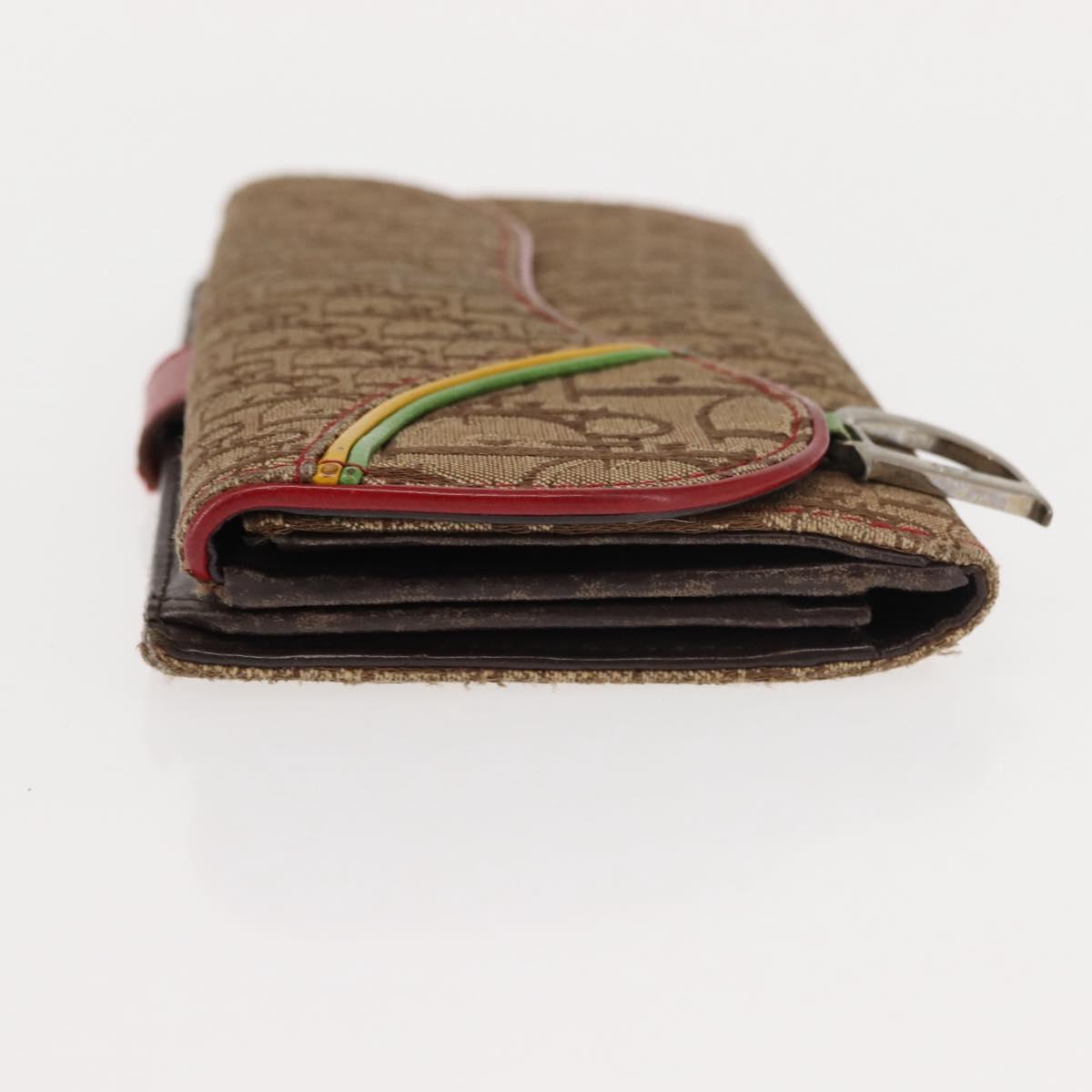 Christian Dior Trotter Canvas Saddle Long Wallet Rasta Color Auth fm4944