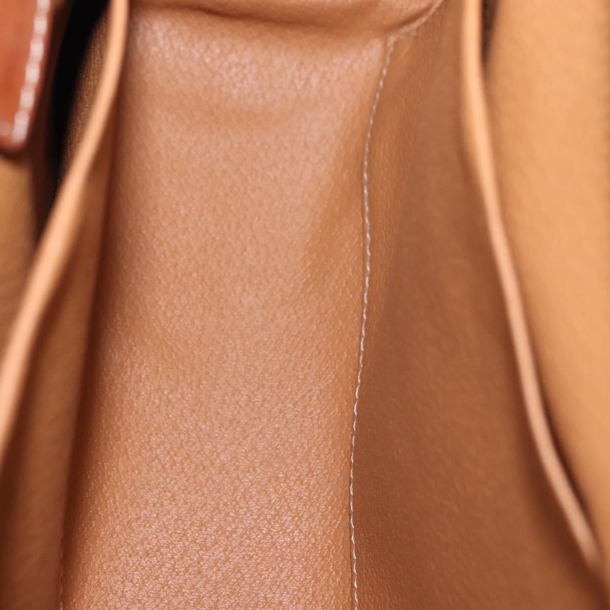 CELINE Macadam Canvas Pouch PVC Leather Brown Gold Auth fm4951