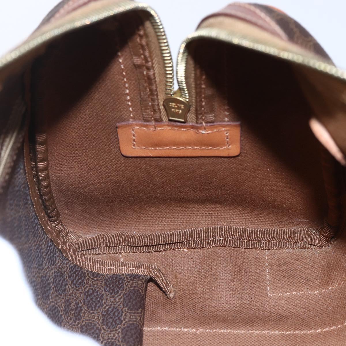 CELINE Macadam Canvas Boston Bag PVC Brown Gold Auth fm4952