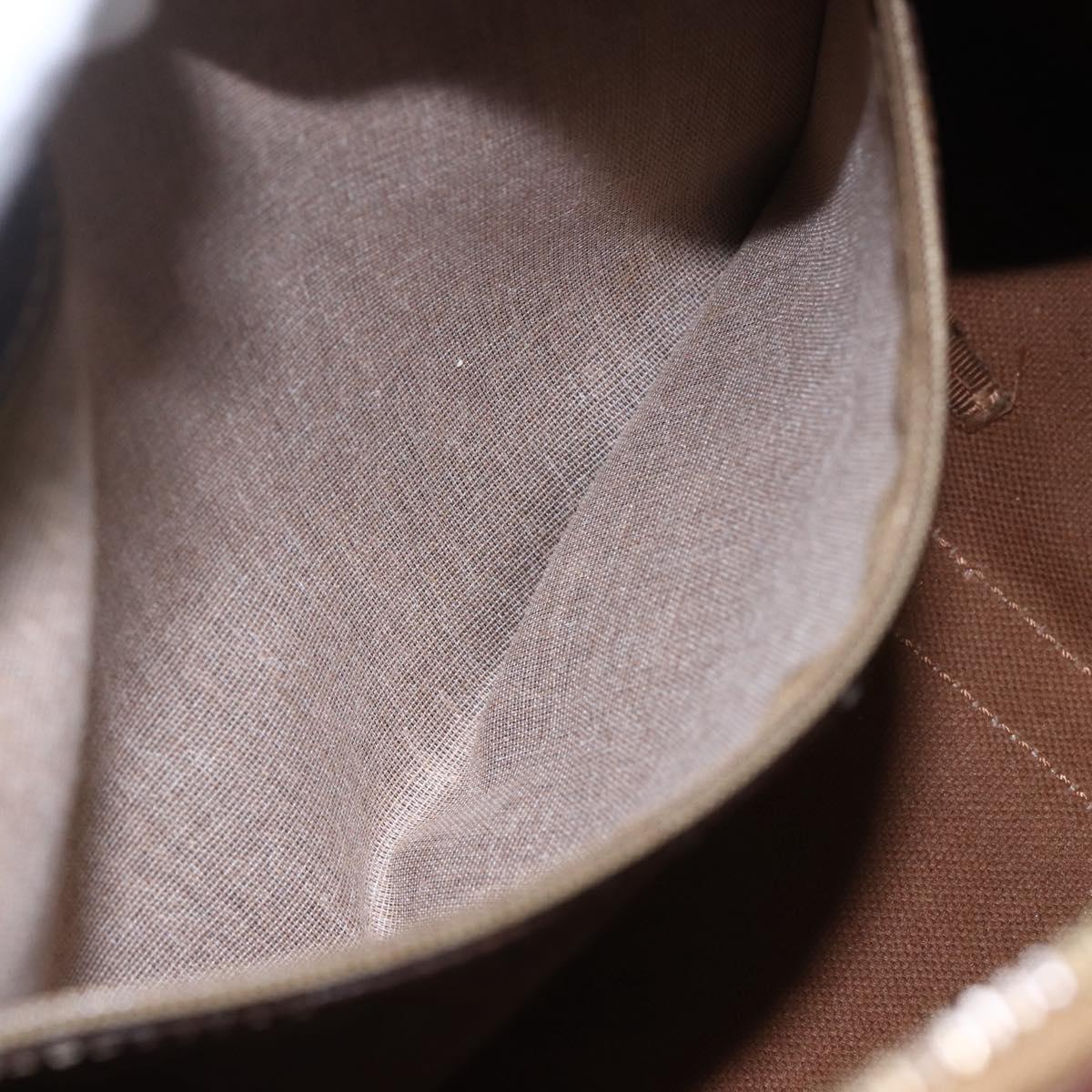 CELINE Macadam Canvas Boston Bag PVC Brown Gold Auth fm4952