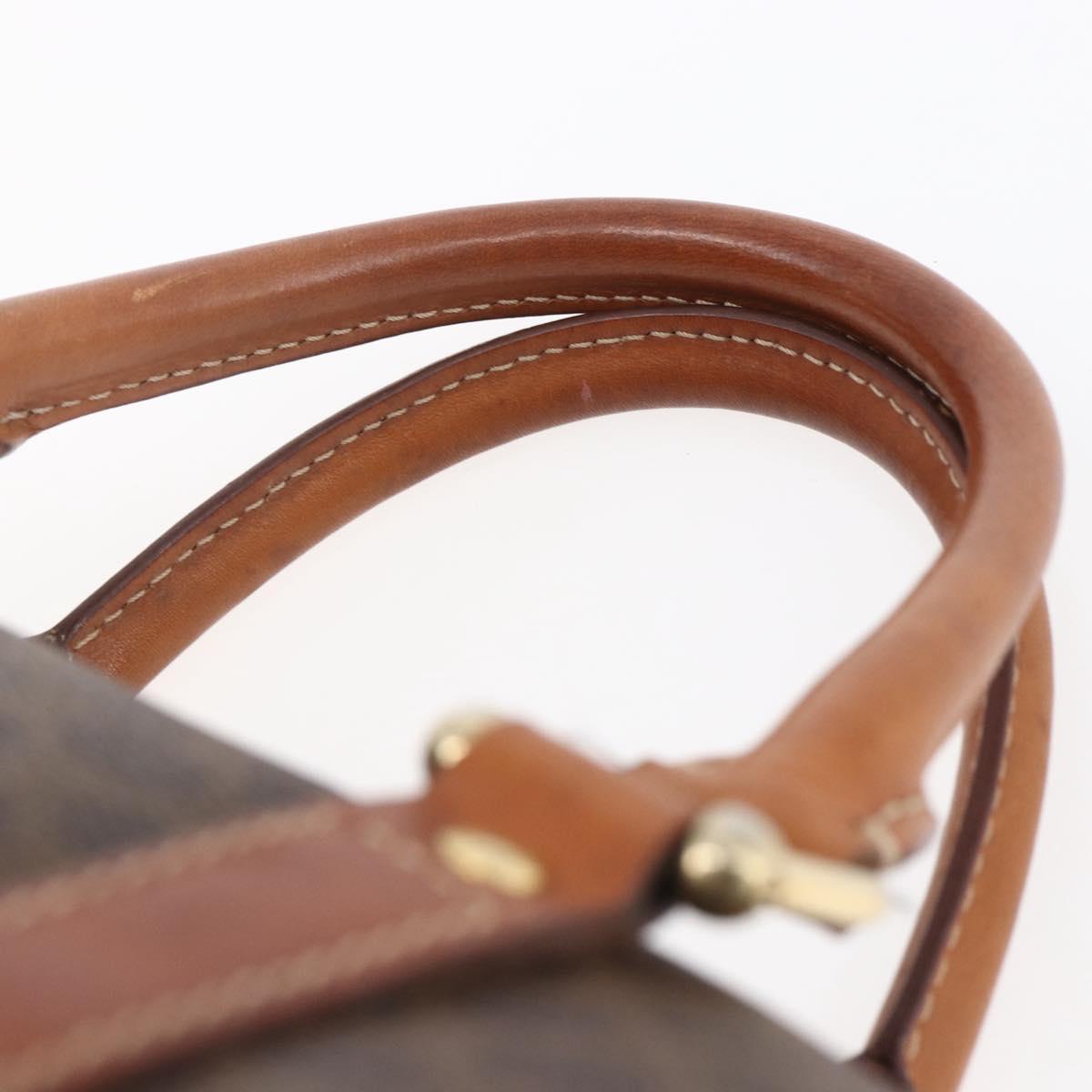 CELINE Macadam Canvas Boston Bag PVC Brown Gold Auth fm4952