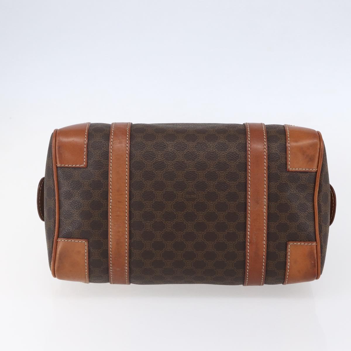 CELINE Macadam Canvas Boston Bag PVC Brown Gold Auth fm4952