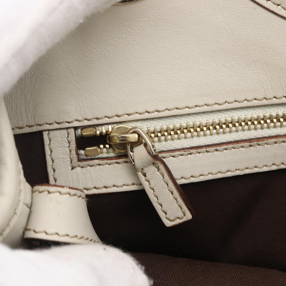 GUCCI Hand Bag Leather Ivory Gold 145761 Auth fm4957